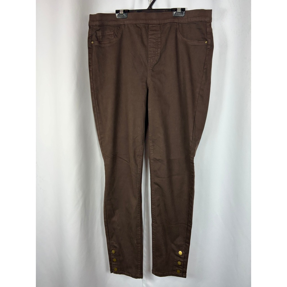 Charlie B Brown Pull On Skinny Pants Gold Button Ankle Detail Stretch Size 12